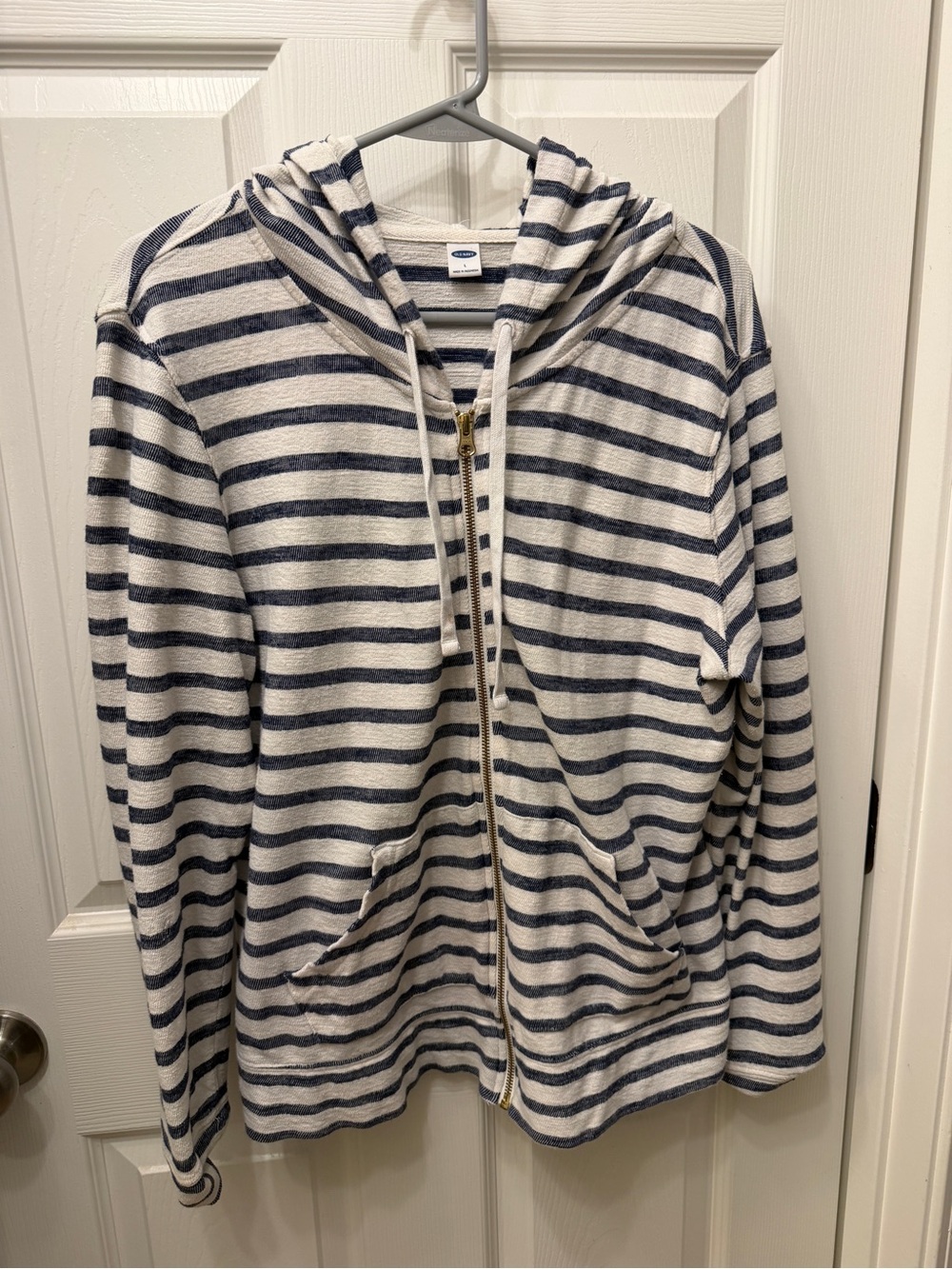 Old Navy Striped Zip-Up Hoodie Jacket - Navy & White